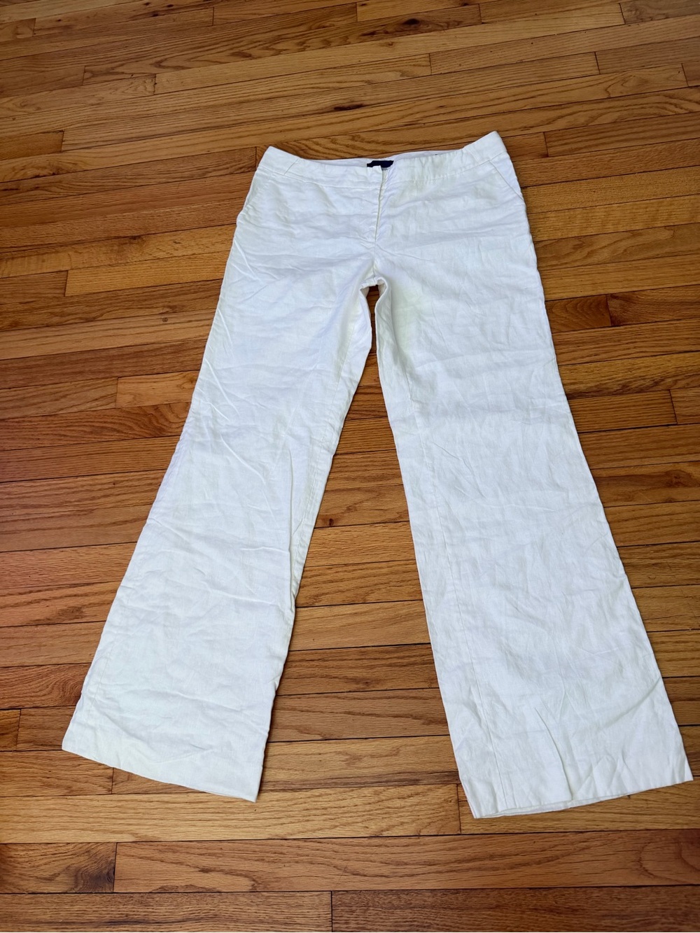 J. Crew City Fit Linen Cotton Tailored Wide Vintage Lined Sz 10 White Pants